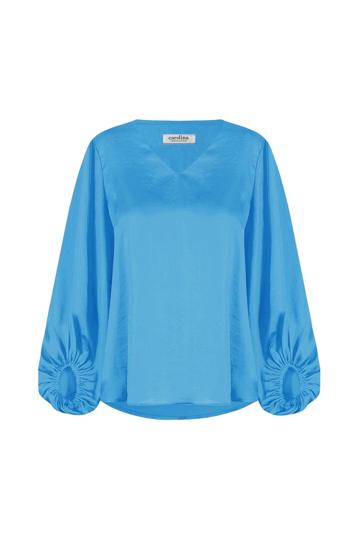 Sovana V-Neck Long Sleeve Top Capri Blue Tops