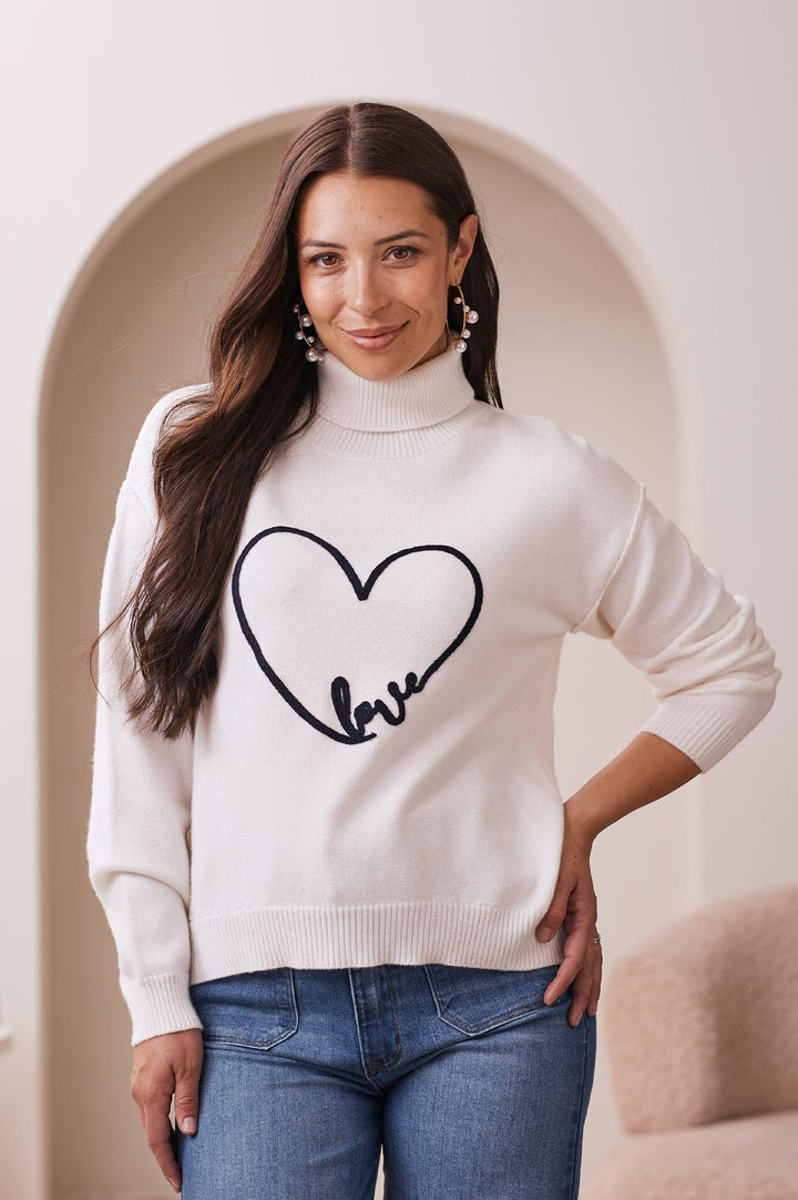 Robyn Heart Jumper Ivory Knitwear