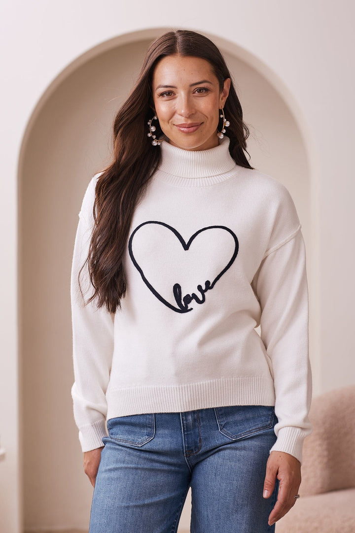 Robyn Heart Jumper Ivory Knitwear