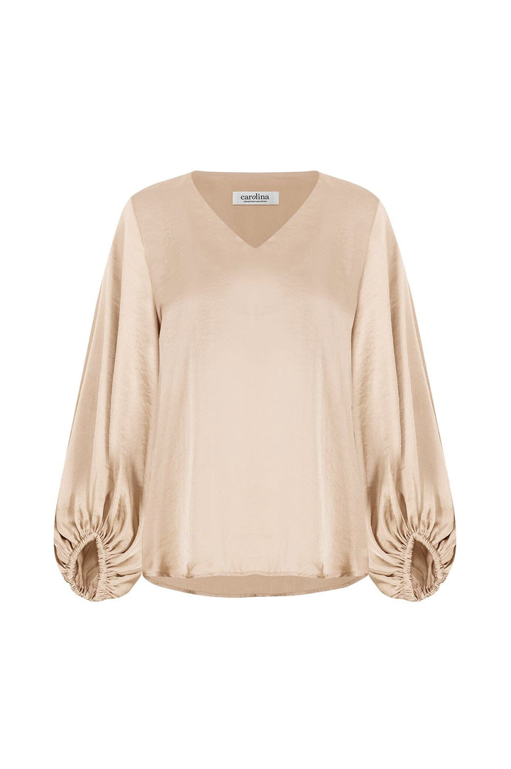 Sovana V-Neck Long Sleeve Top Espresso Tops