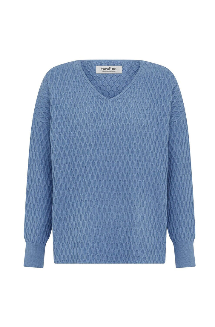 Kayla V-Neck Jumper Blue Knitwear