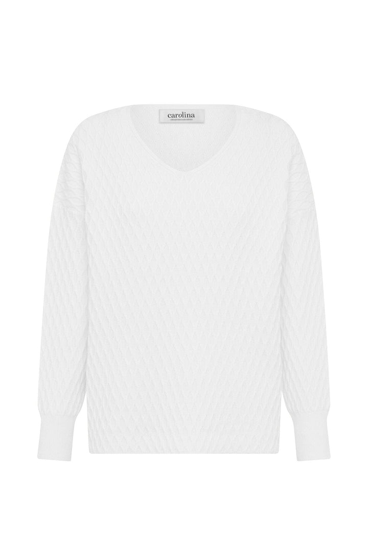 Kayla V-Neck Jumper Ivory Knitwear
