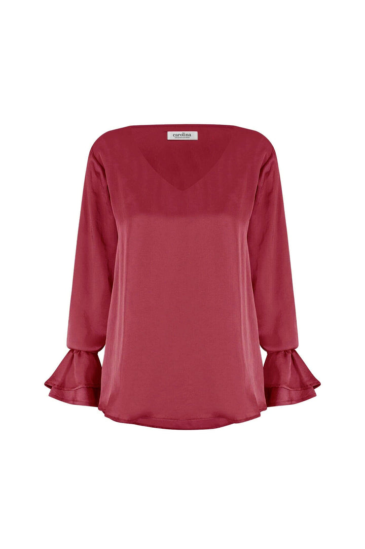 Lola Long Sleeve Top Burgundy Tops