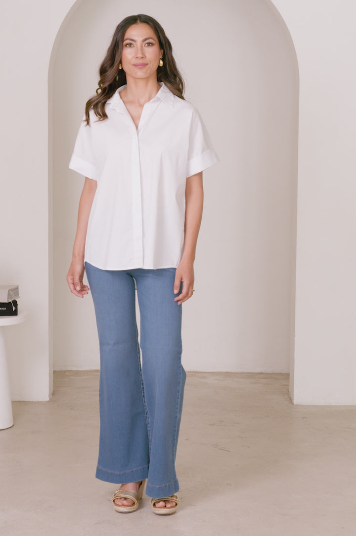 Tia Short Sleeve Cotton Top White product video by Carolina