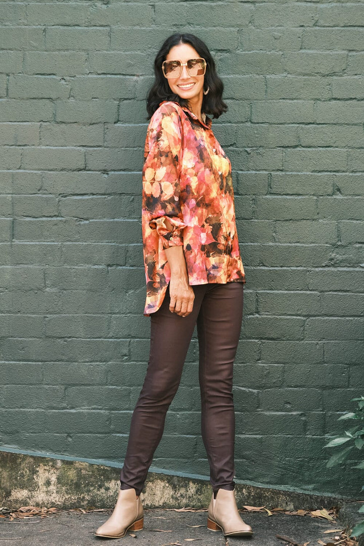 Calista Long Sleeve Collared Shirt Tops