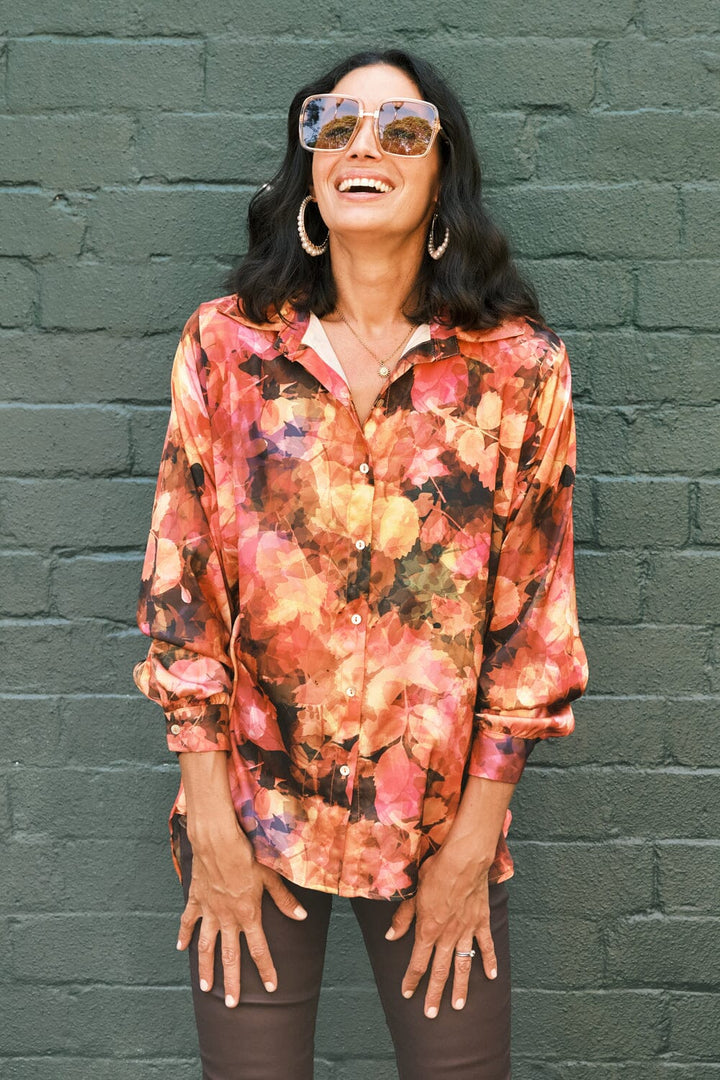 Calista Long Sleeve Collared Shirt Tops