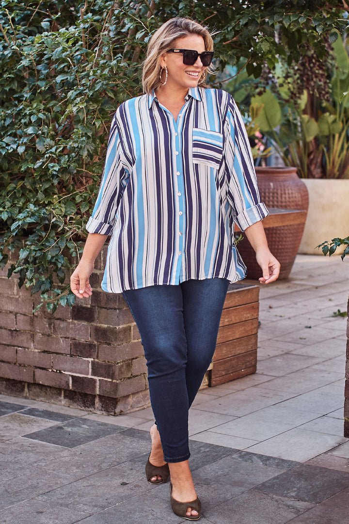  Stripe Collared Shirt