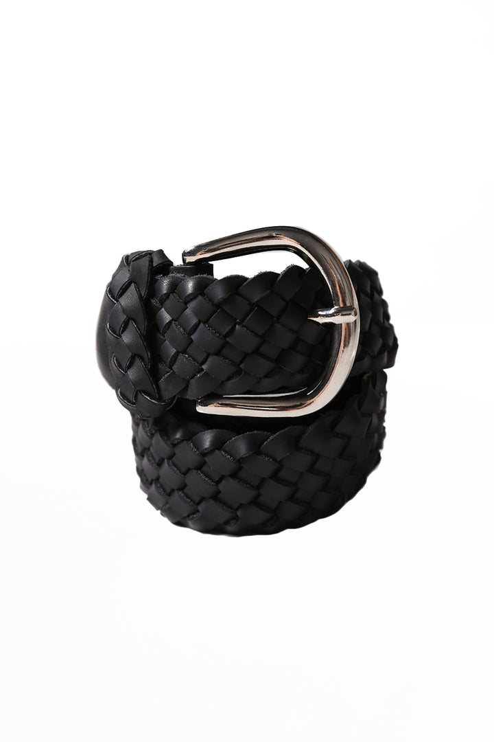 Plaited Jeans Belt Black SL Leather