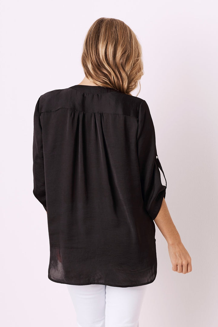 Tuscany Mid Sleeve Top Black Tops