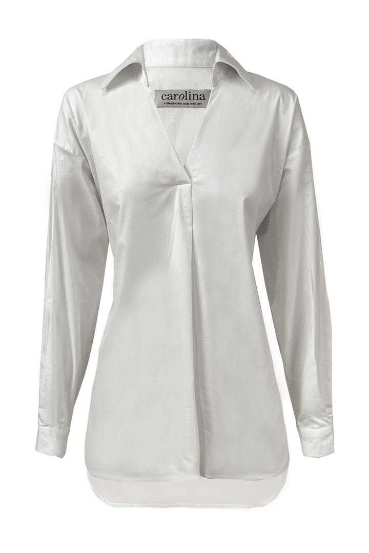 Lynette Collared Long Sleeve Shirt White Tops