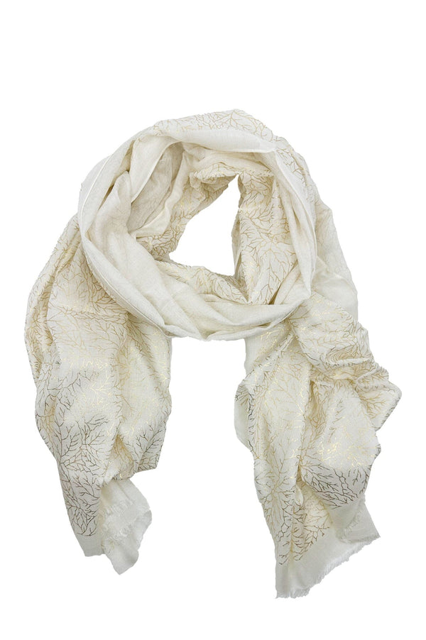 Mabel Modal Scarf Ivory and Gold Scarves