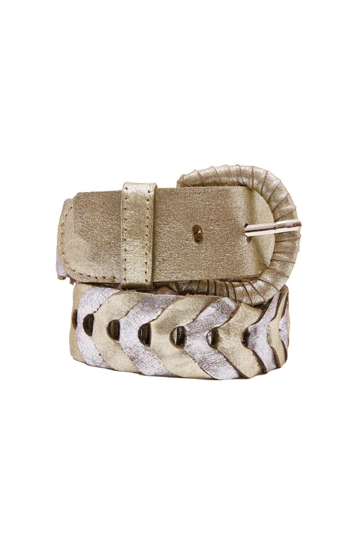 Plaited Jeans Belt Metallic Silver & Light Gold Belts