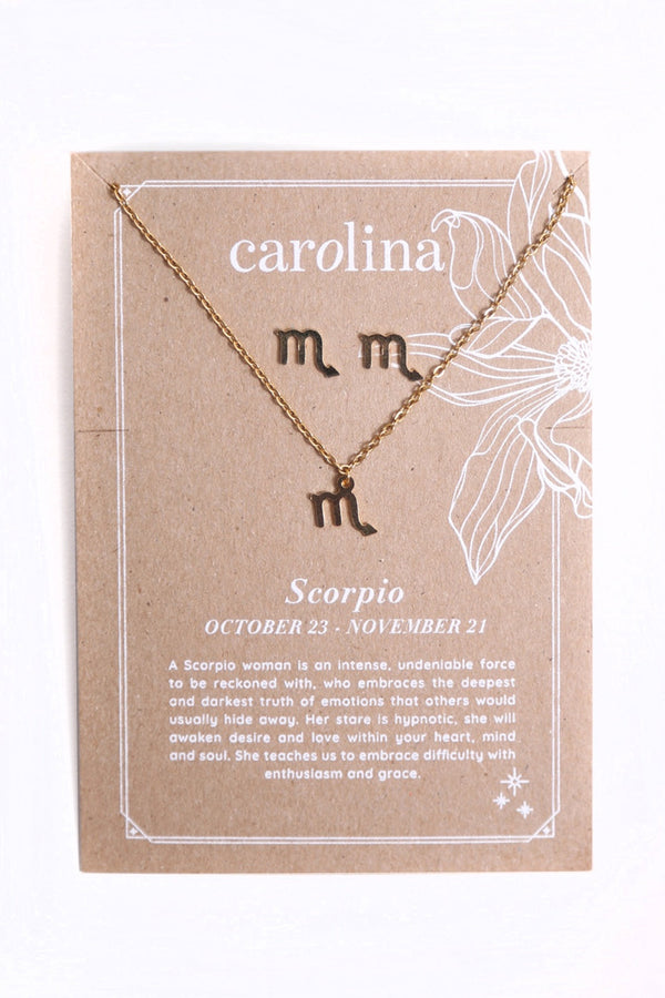 Scorpio Zodiac Necklace & Earring Set Necklace
