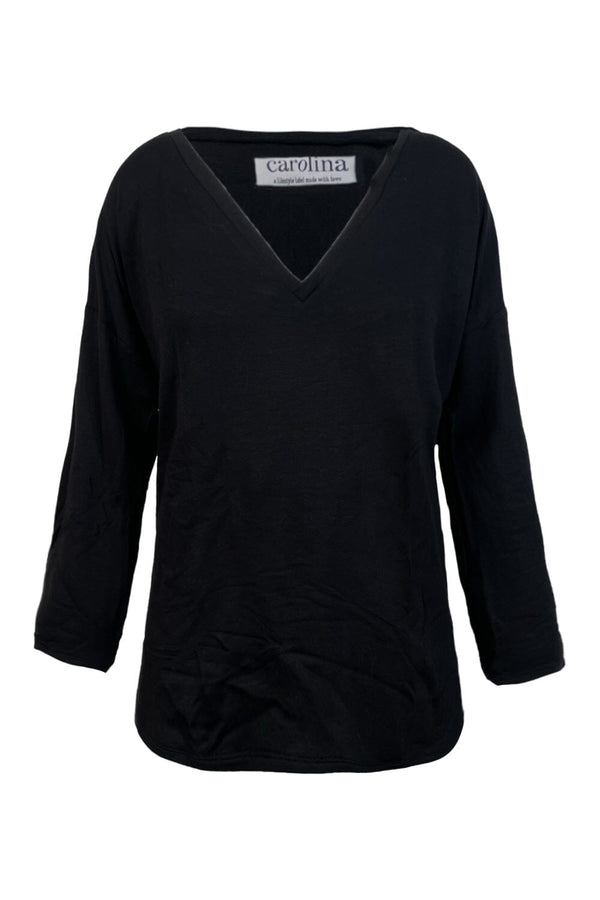 Santina V Neck Top Black Tops