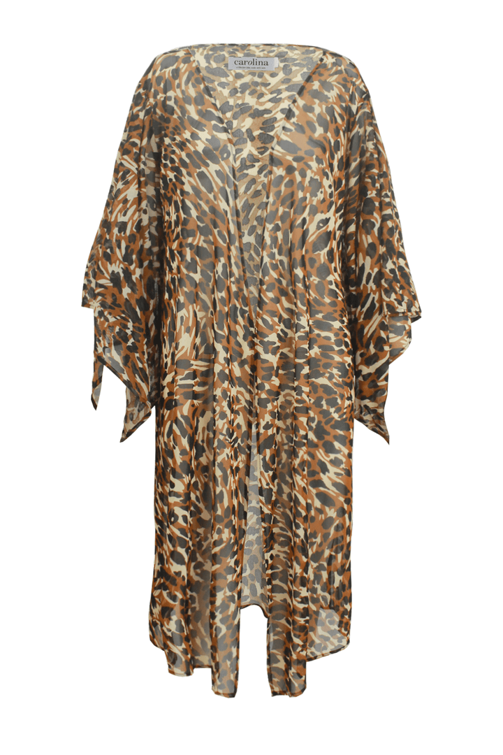 Tatum Animal Print Cape Camel and Black Capes