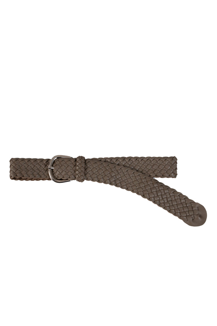 Plaited Jeans Belt Khaki Leather