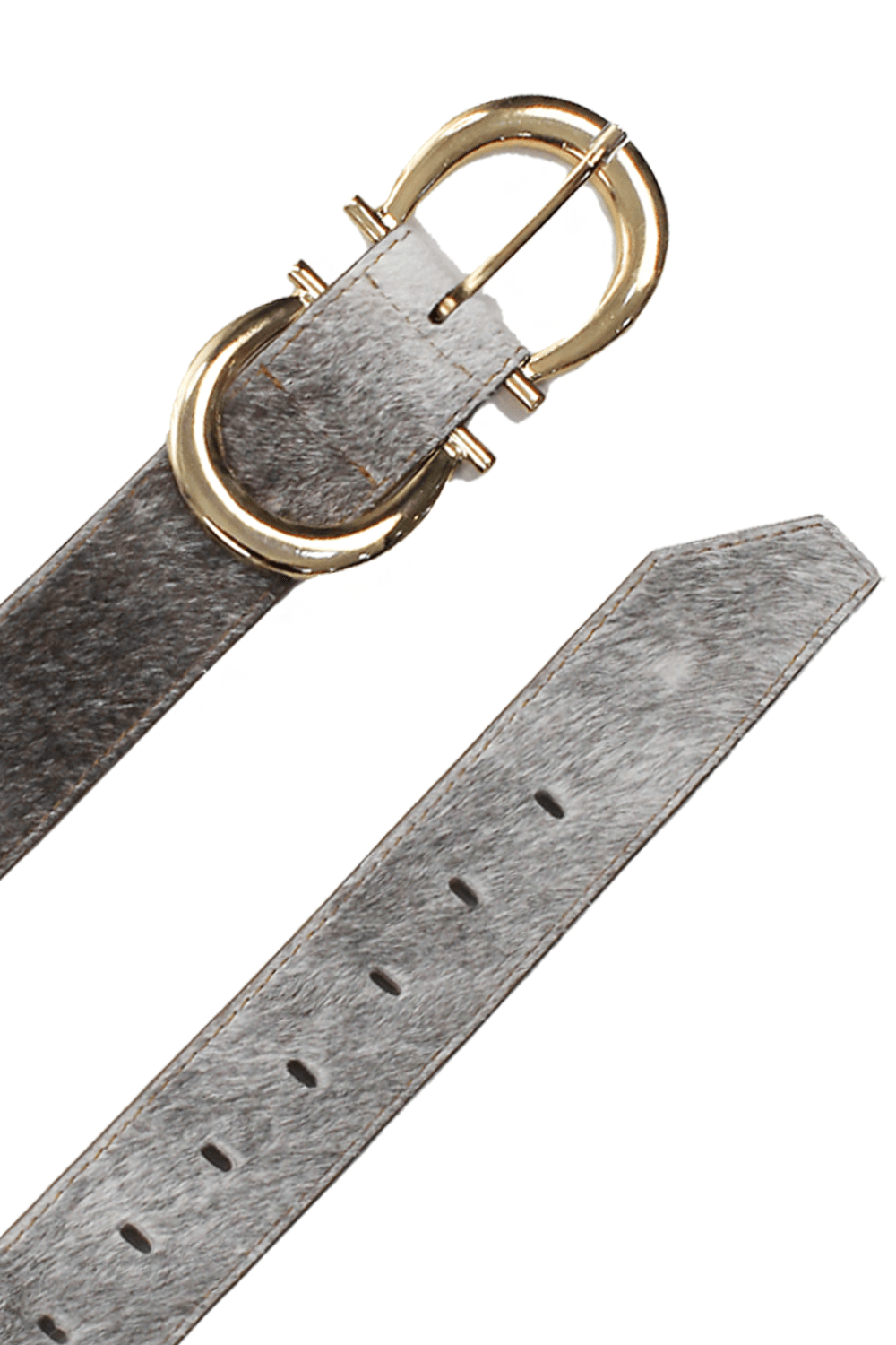 Ivy Double Buckle Belt Natural Cowhide Leather